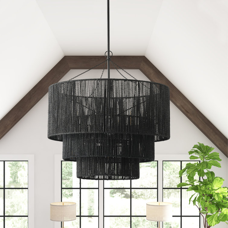 Black wicker shop light fixture